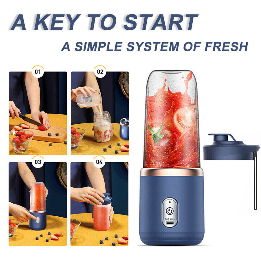 Electric Juice Maker Portable Blender Smoothie Mini Juicer Fruit Machine 400ml