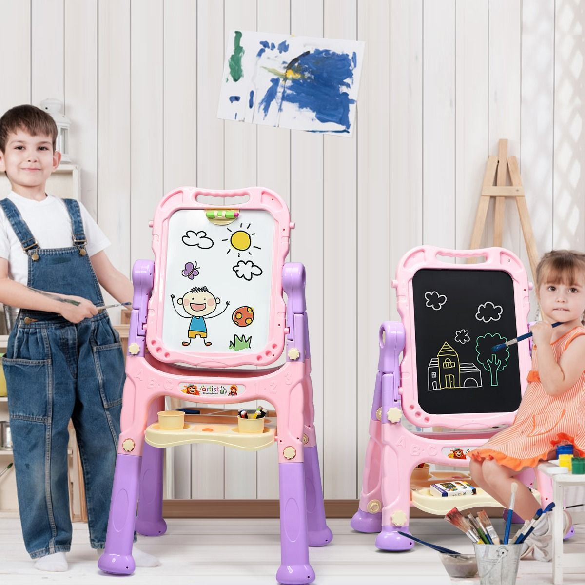 "Double-Sided Magnetic Art Easel for Kids"