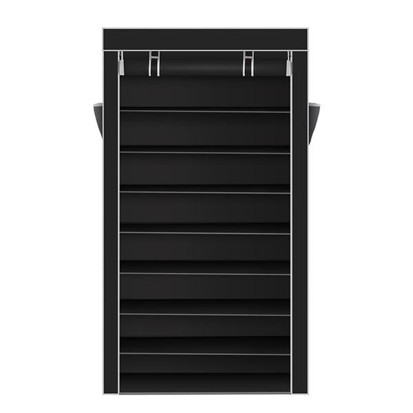 10 Tiers Shoe Rack with Dustproof Cover Closet Shoe Storage Cabinet Organizer Black