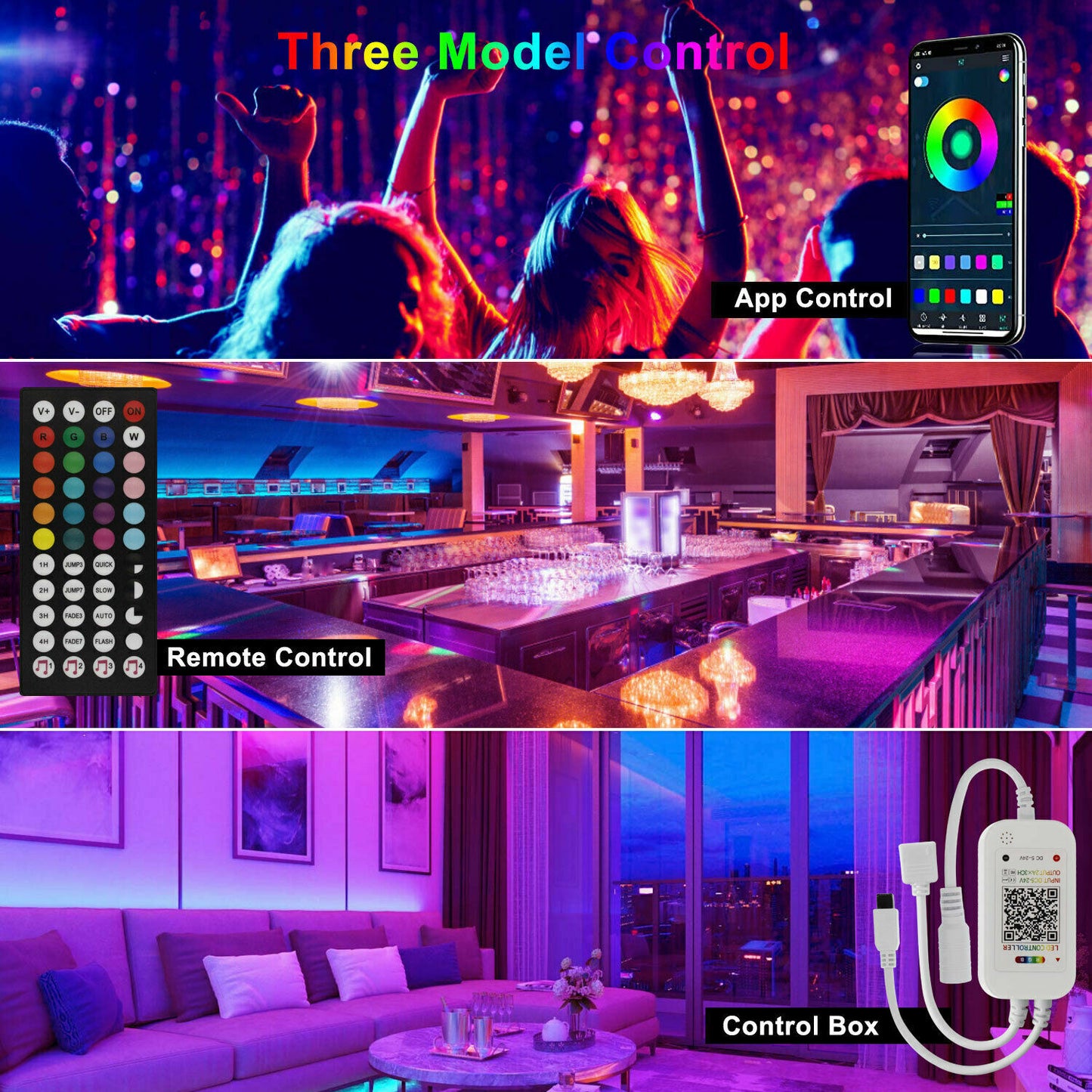 "Colour Changing RGB LED Strip Lights for Cabinet and Kitchen - 5-30M Length | UK"