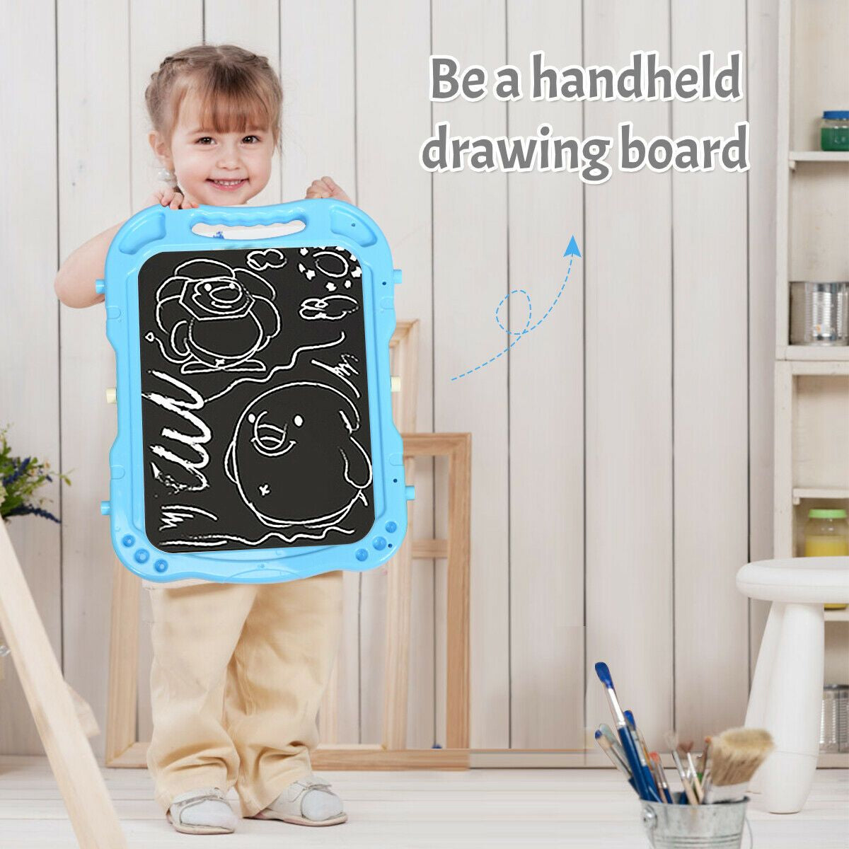 "Double-Sided Magnetic Art Easel for Kids"