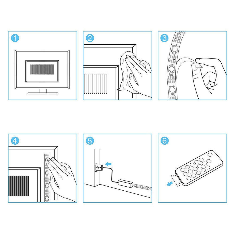 USB LED Strip Lights 5050 RGB Colour Changing Tape TV Kitchen Lighting 1-5M