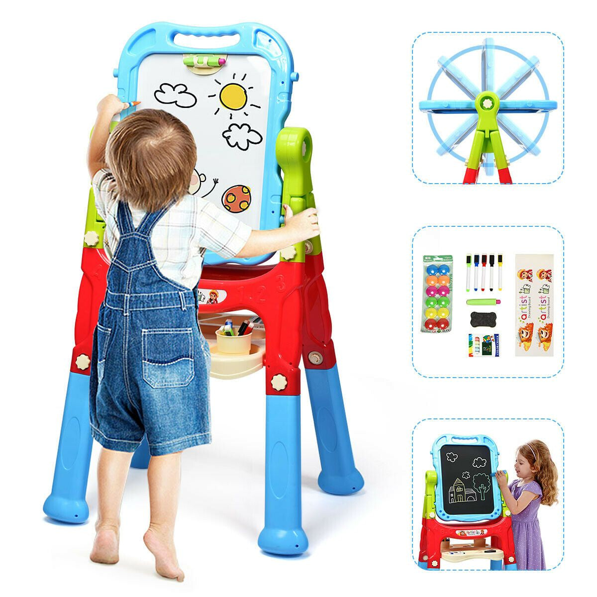 "Double-Sided Magnetic Art Easel for Kids"