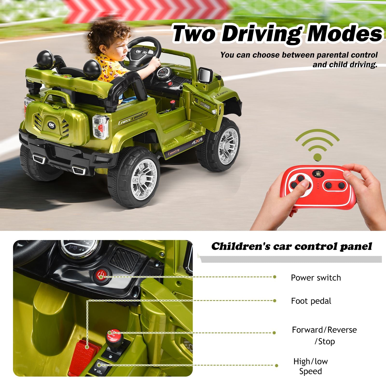 "Remote Control Kids Ride-On Jeep - Battery Powered Fun for Little Adventurers"