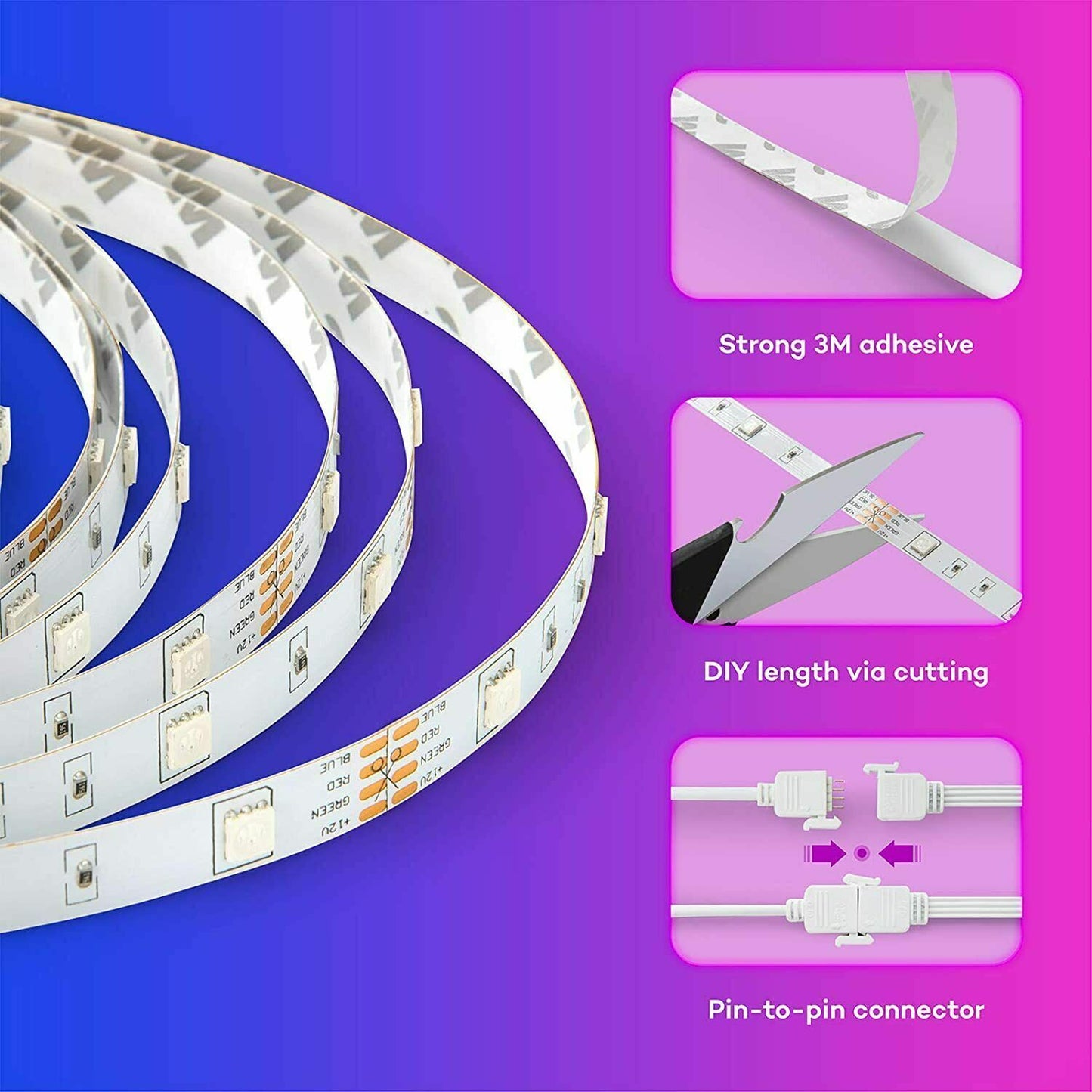 "Colour Changing RGB LED Strip Lights for Cabinet and Kitchen - 5-30M Length | UK"