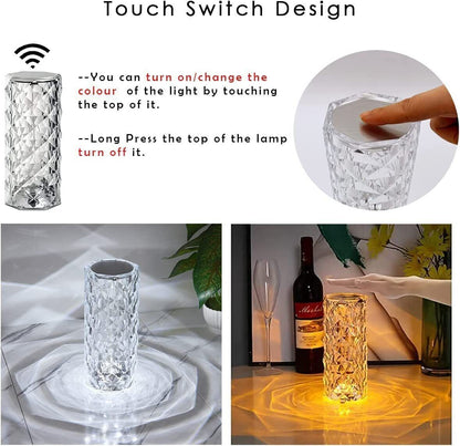 LED Crystal Table Lamp Diamond Rose Bar Night Light Atmosphere Bedside Light UK