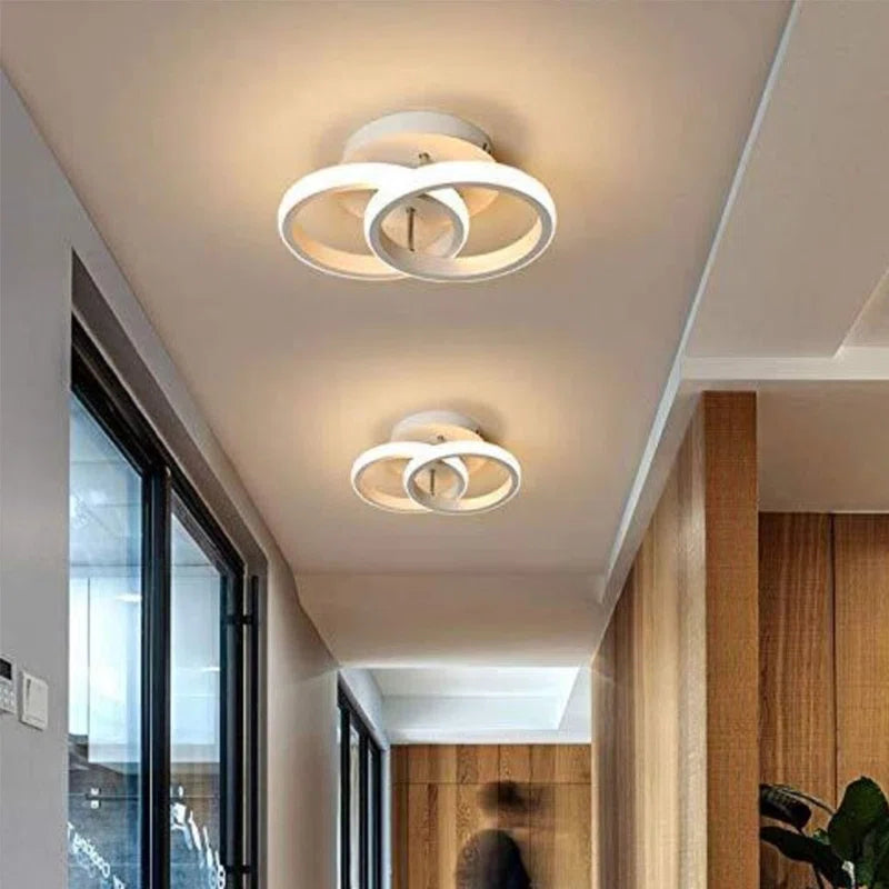 Verbrande Double-Rings Light 25Cm LED Integrated Semi Flush Mount