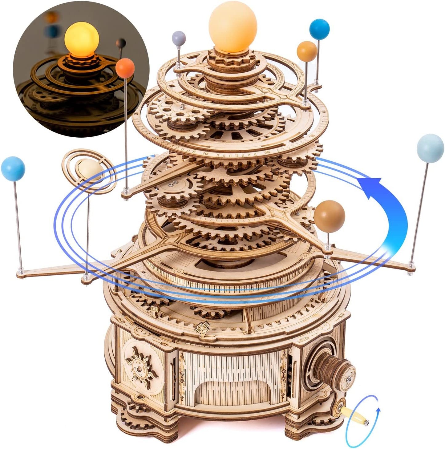 Robotime ROKR 316PCS Rotatable Mechanical Orrery 3D Wooden Puzzle Games Assemble Model Building Kits Toys Gift For Children Boys