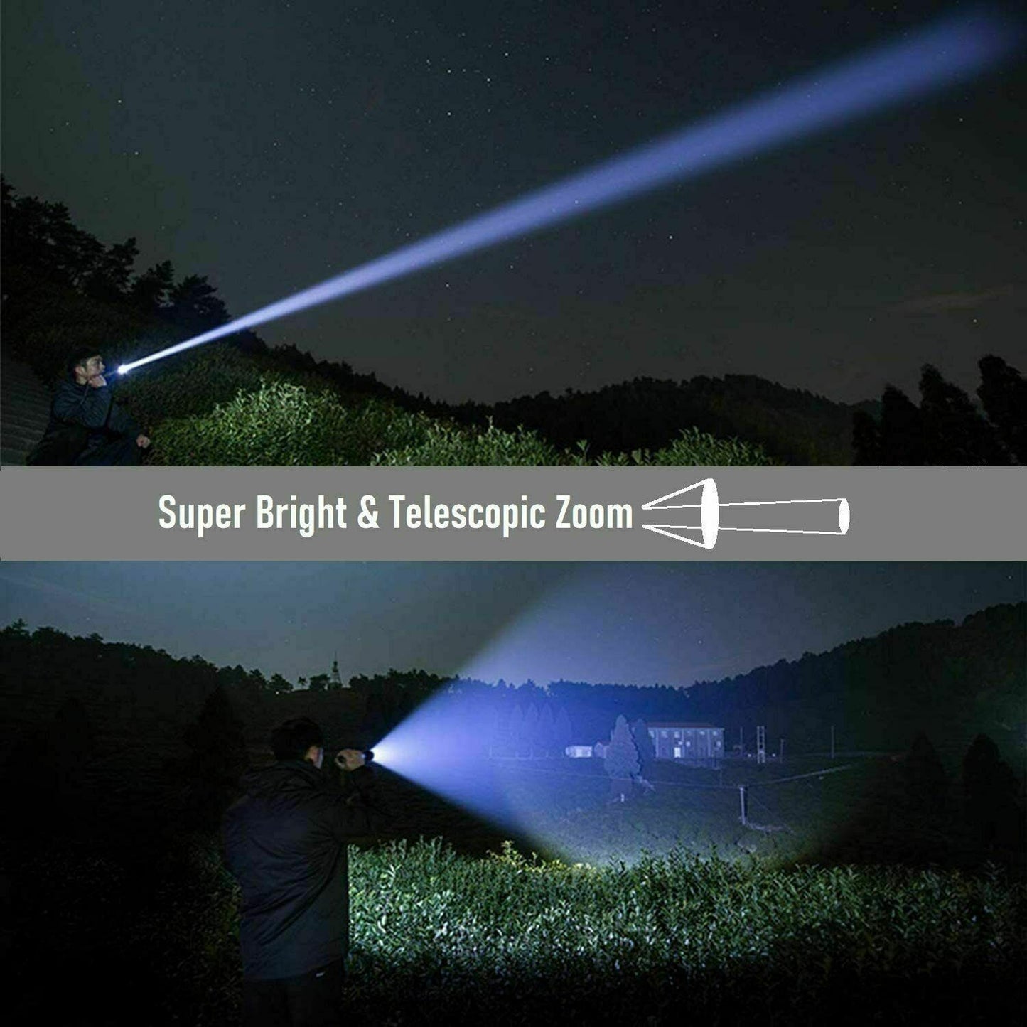 High Power 12000000 Lumen Ultra Bright Aluminum Flashlight LED Rechargeable UK