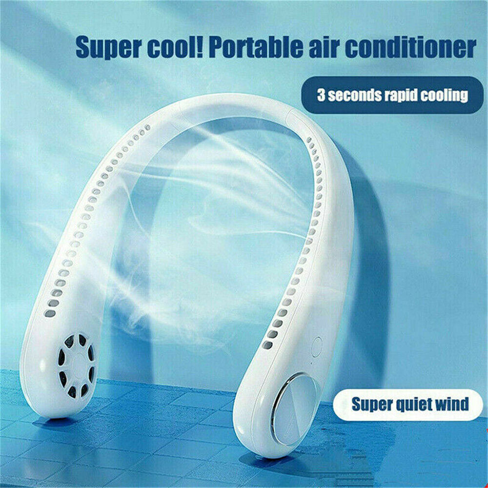 Portable White Creative Fan Leafless Hanging Neck Fan Summer Hot Fan