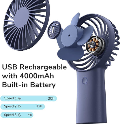 "JISULIFE Handheld Fan: Your Personal Breeze Buddy [5-20H Working Time]"