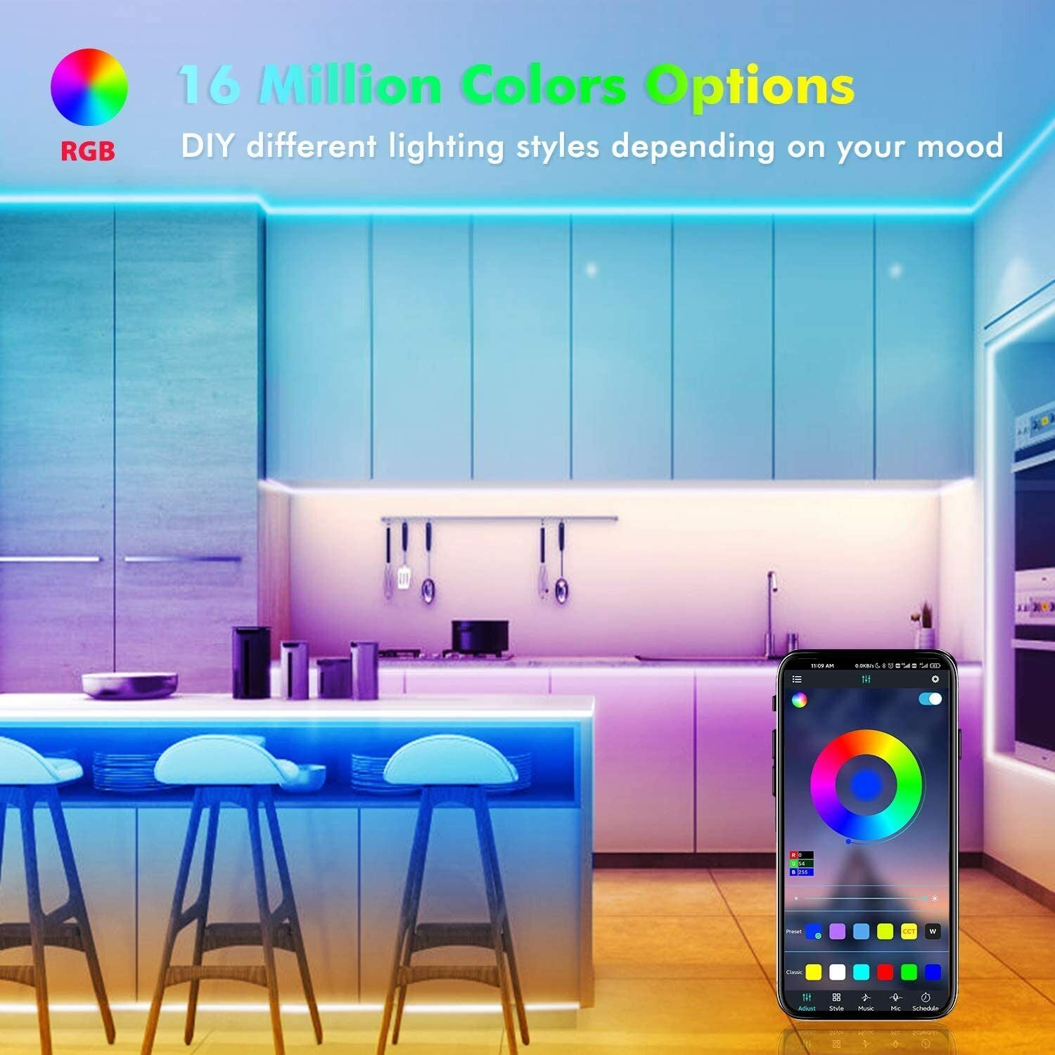 "Colour Changing RGB LED Strip Lights for Cabinet and Kitchen - 5-30M Length | UK"