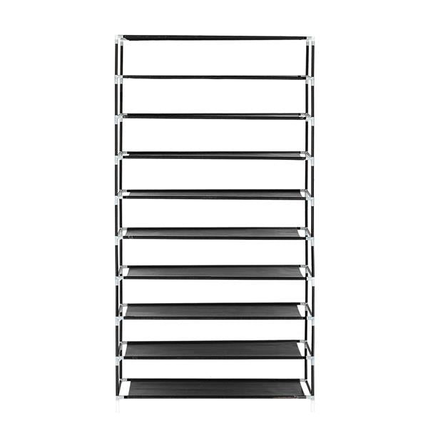 10 Tiers Shoe Rack with Dustproof Cover Closet Shoe Storage Cabinet Organizer Black