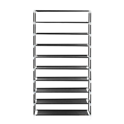 10 Tiers Shoe Rack with Dustproof Cover Closet Shoe Storage Cabinet Organizer Black