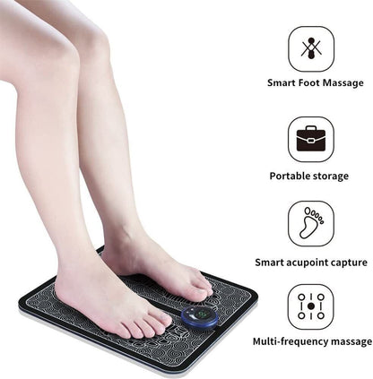 EMS Foot Massager Mat Electric Pad Blood Muscle Circulation Relief Pain LED USB