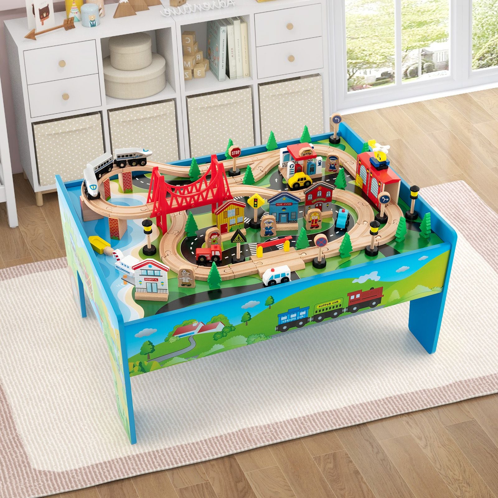 "Ultimate 80-Piece Wooden Activity Playset with Reversible Tabletop"