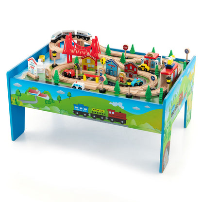 "Ultimate 80-Piece Wooden Activity Playset with Reversible Tabletop"