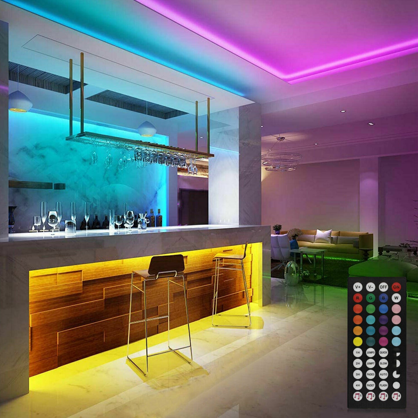 "Colour Changing RGB LED Strip Lights for Cabinet and Kitchen - 5-30M Length | UK"