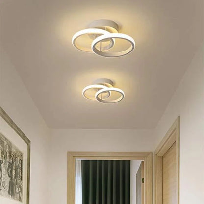 Verbrande Double-Rings Light 25Cm LED Integrated Semi Flush Mount