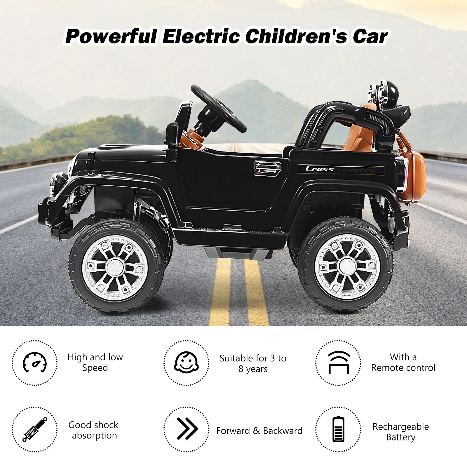 "Remote Control Kids Ride-On Jeep - Battery Powered Fun for Little Adventurers"