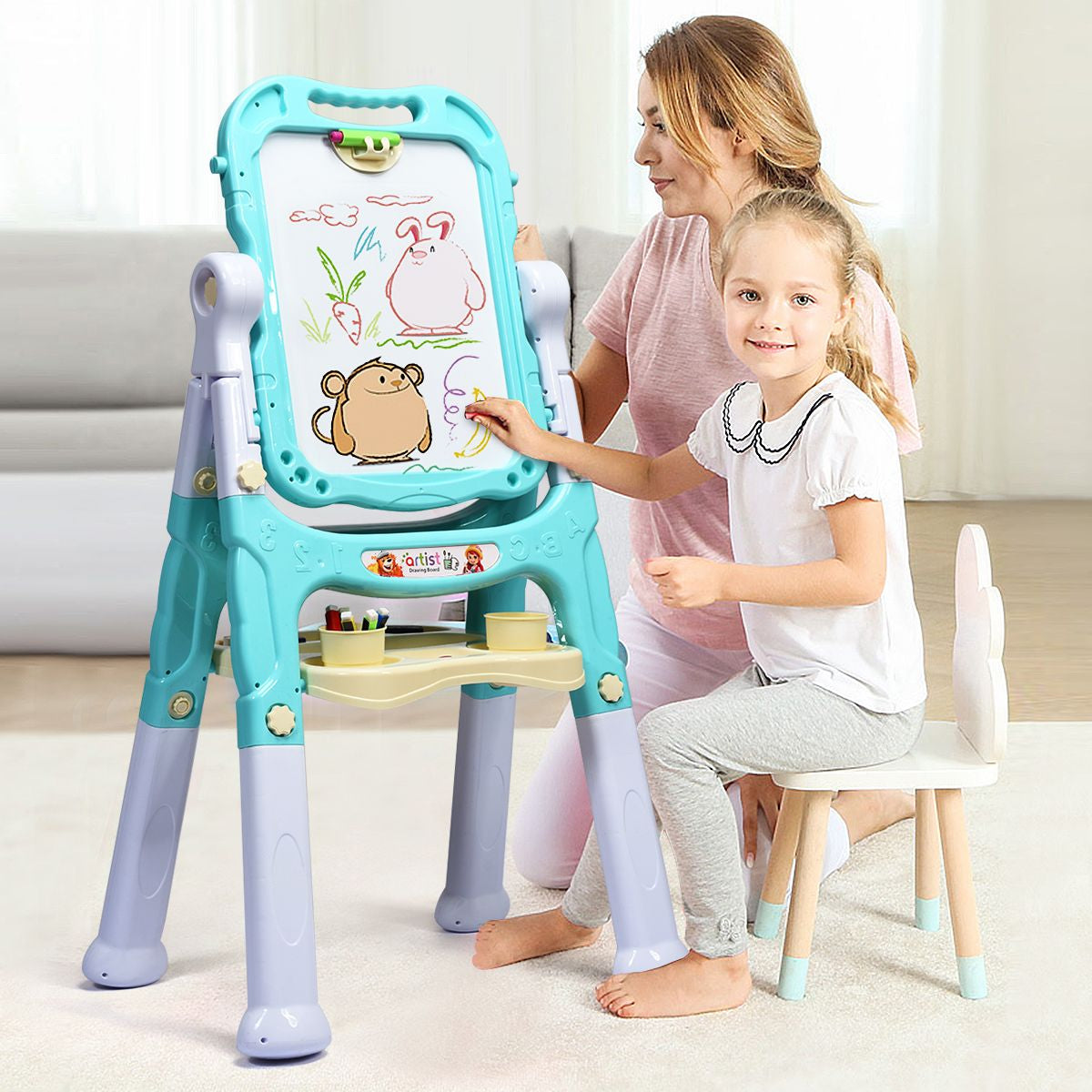 "Double-Sided Magnetic Art Easel for Kids"