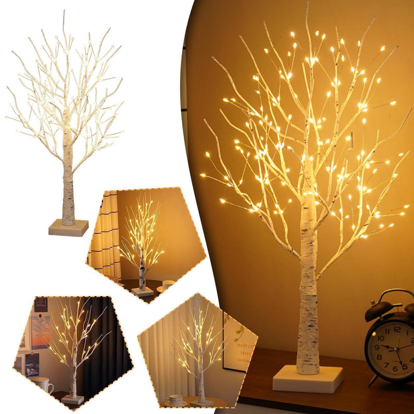 60CM LED Twig Birch Table Tree Light up Branch Lights Desktop Dinner Lamp Warm