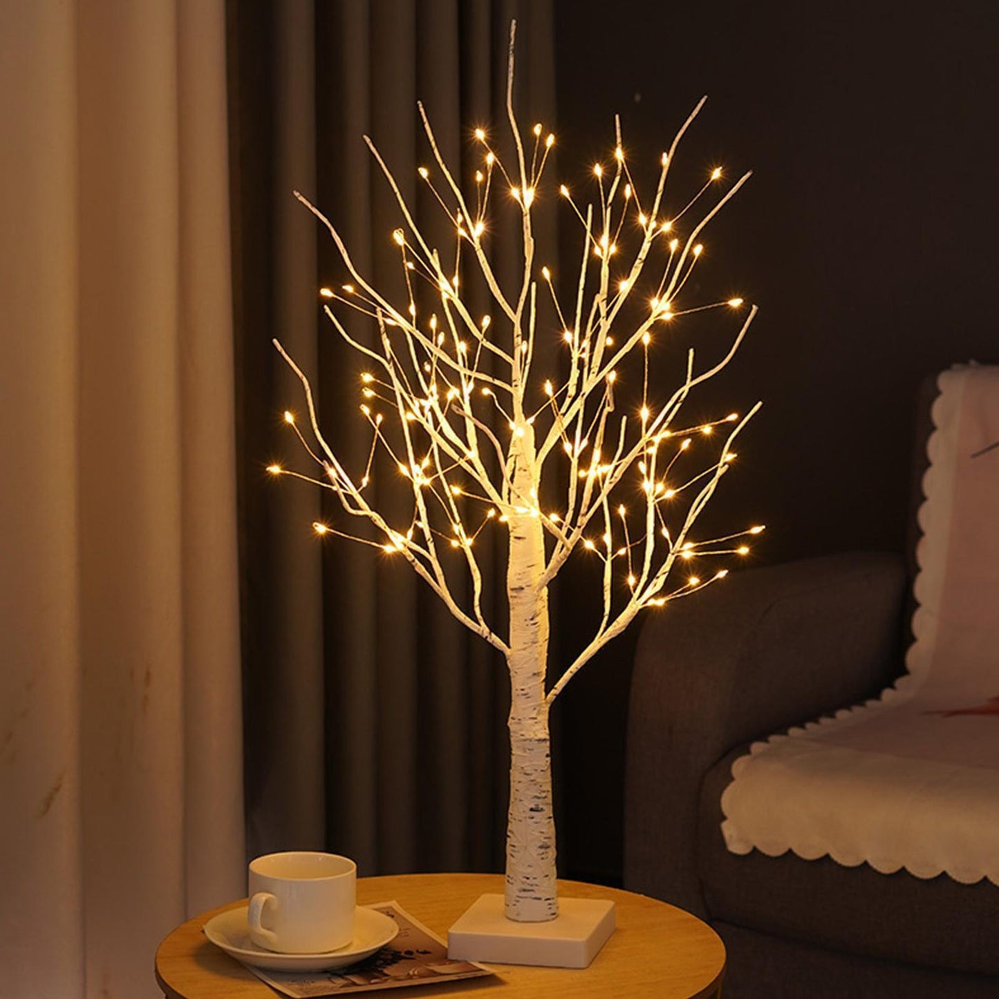 60CM LED Twig Birch Table Tree Light up Branch Lights Desktop Dinner Lamp Warm