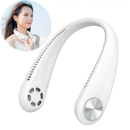 Portable White Creative Fan Leafless Hanging Neck Fan Summer Hot Fan