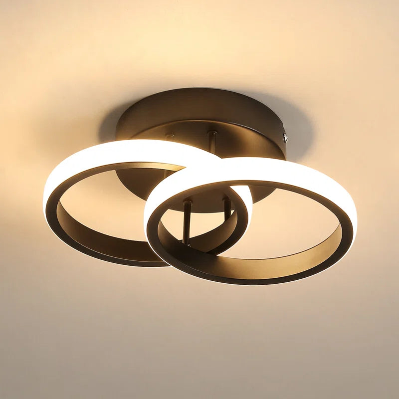 Verbrande Double-Rings Light 25Cm LED Integrated Semi Flush Mount