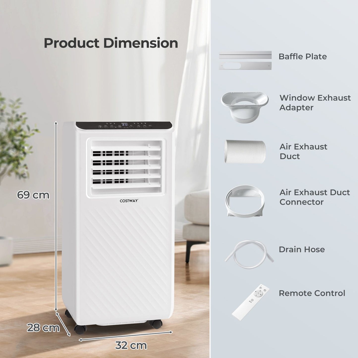 "4-in-1 Climate Control System - Floor AC with Fan and Dehumidifier"