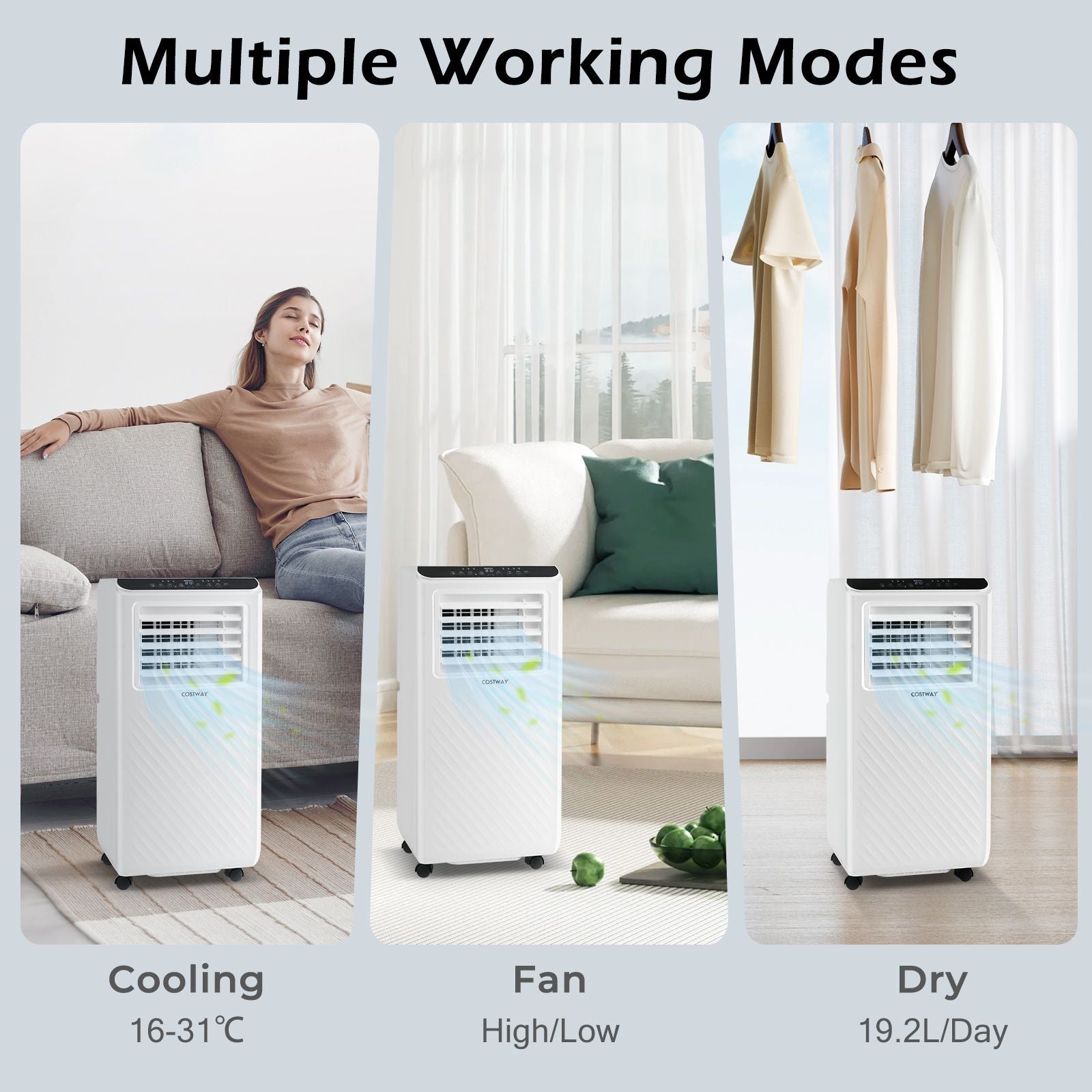 "4-in-1 Climate Control System - Floor AC with Fan and Dehumidifier"