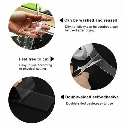 2X Nano Strong Transparent Double-sided Tape Traceless Washable Adhesive Removal