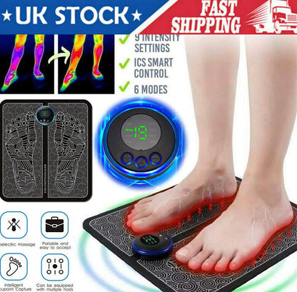 EMS Foot Massager Mat Electric Pad Blood Muscle Circulation Relief Pain LED USB