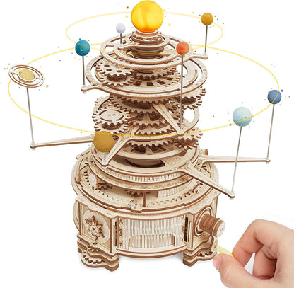 Robotime ROKR 316PCS Rotatable Mechanical Orrery 3D Wooden Puzzle Games Assemble Model Building Kits Toys Gift For Children Boys