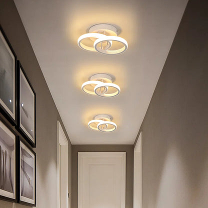 Verbrande Double-Rings Light 25Cm LED Integrated Semi Flush Mount