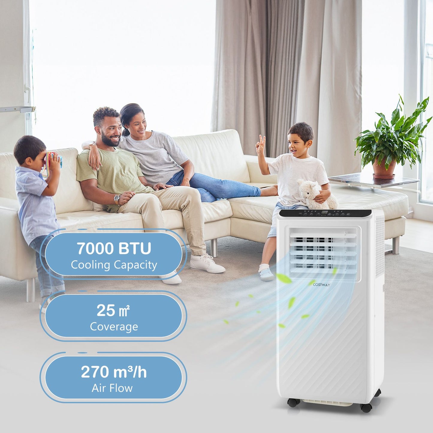 "4-in-1 Climate Control System - Floor AC with Fan and Dehumidifier"