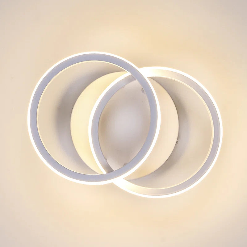 Verbrande Double-Rings Light 25Cm LED Integrated Semi Flush Mount