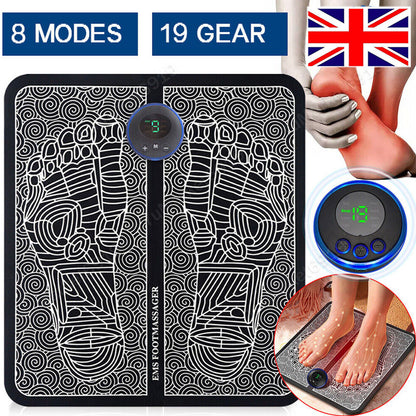 EMS Foot Massager Mat Electric Pad Blood Muscle Circulation Relief Pain LED USB