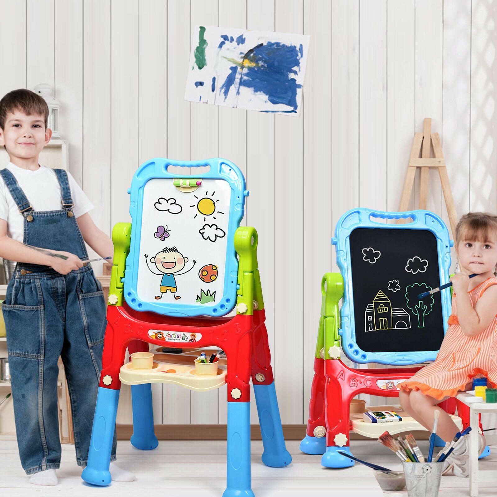 "Double-Sided Magnetic Art Easel for Kids"