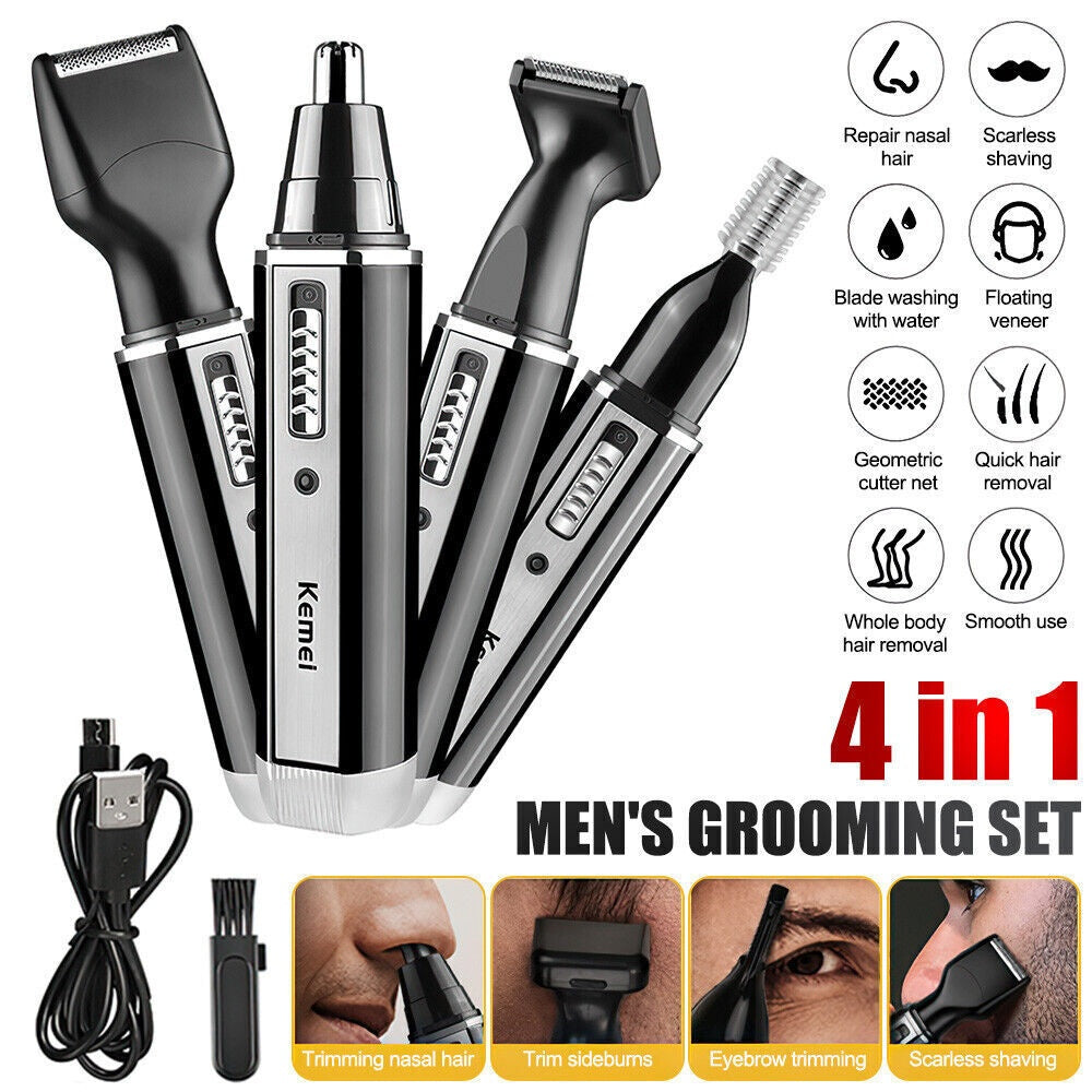 4 In 1 Rechargeable Hair Beard Eyebrow Ear Nose Shaver Trimmer Electric Kits UK