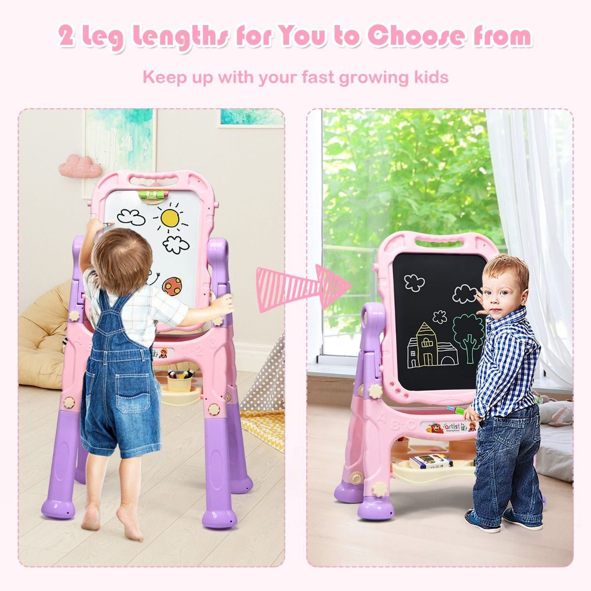 "Double-Sided Magnetic Art Easel for Kids"