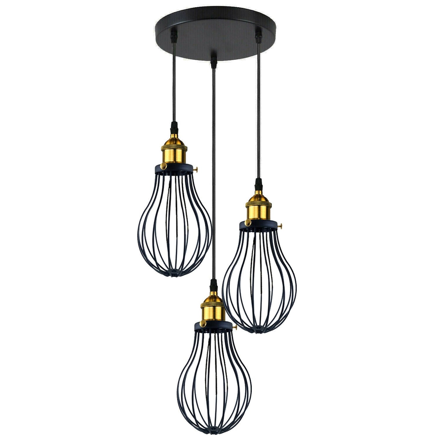 Modern Vintage Industrial Black Metal Wire Cage Loft Pendant Lamp