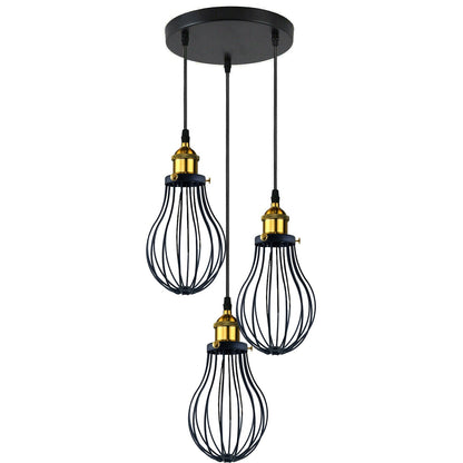 Modern Vintage Industrial Black Metal Wire Cage Loft Pendant Lamp