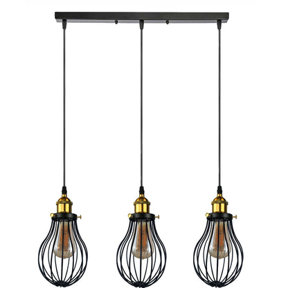 Modern Vintage Industrial Black Metal Wire Cage Loft Pendant Lamp