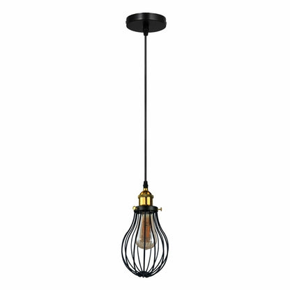 Modern Vintage Industrial Black Metal Wire Cage Loft Pendant Lamp