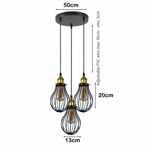 Modern Vintage Industrial Black Metal Wire Cage Loft Pendant Lamp